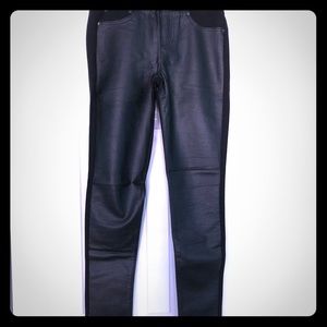 Faux leather panel pants